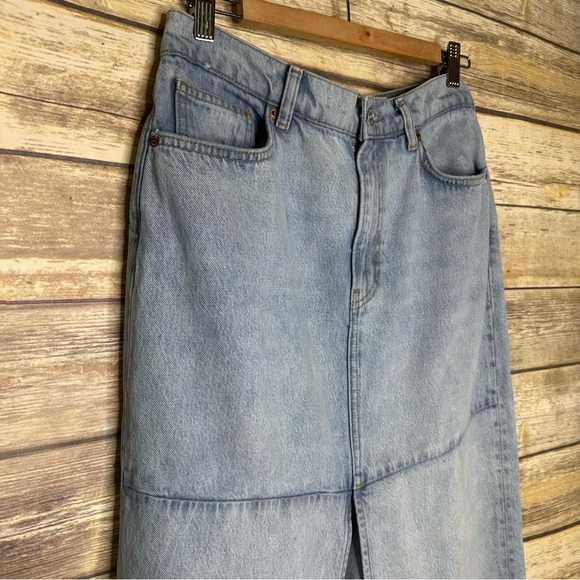 Reformation Tazz Maxi Split Denim Skirt Light Wash Tahoe Blue 28 - Picture 5 of 9
